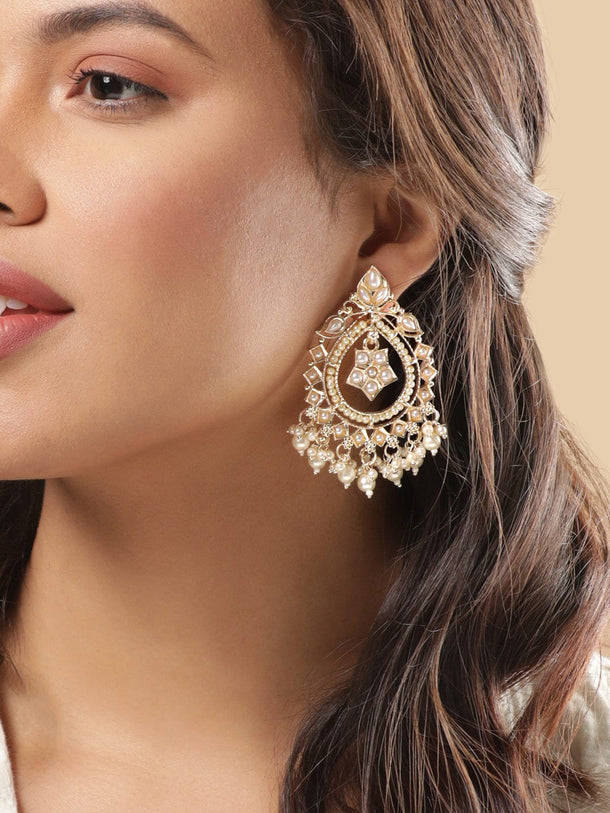 Rubans Chandelier Earrings with Small White Beads Earrings