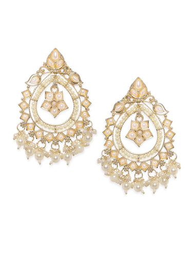 Rubans Chandelier Earrings with Small White Beads Earrings