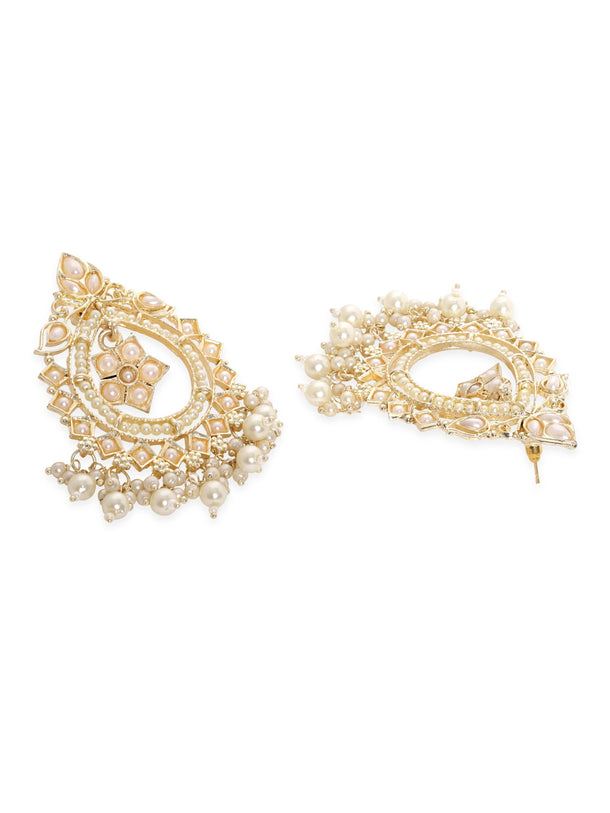 Rubans Chandelier Earrings with Small White Beads Earrings