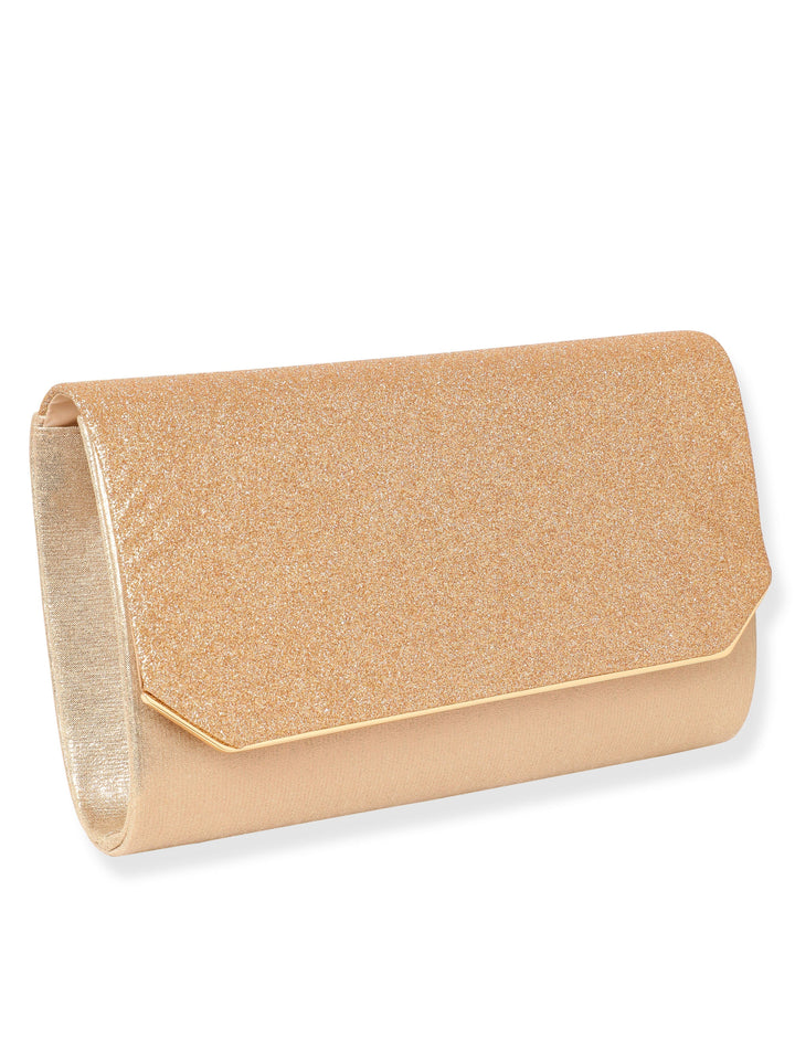Rubans Chic Elegance Handcrafted Champagne Shimmery Clutch Bag Handbag, Wallet Accessories & Clutches
