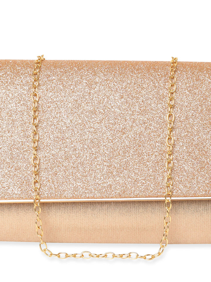 Rubans Chic Elegance Handcrafted Champagne Shimmery Clutch Bag Handbag, Wallet Accessories & Clutches