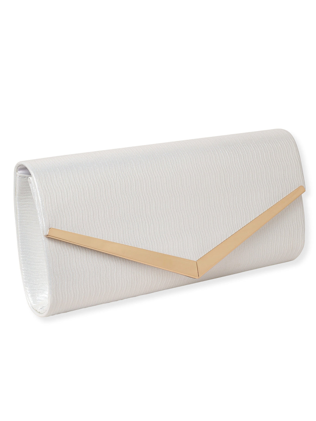 Rubans Chic Simplicity Handcrafted Beige Textured Glossy Finish Clutch Bag Handbag, Wallet Accessories & Clutches