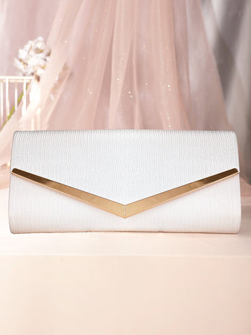Rubans Chic Simplicity Handcrafted Beige Textured Glossy Finish Clutch Bag Handbag, Wallet Accessories & Clutches