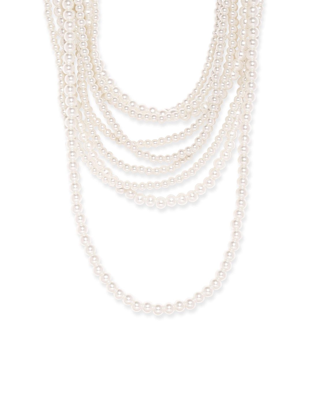 Rubans Cream Pearl Beaded Multilayer Statement Layer Necklace Necklaces, Chains & necklace