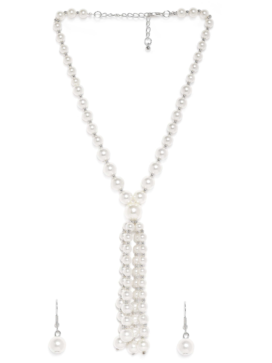 Rubans Cream Pearl beaded Tassel Detail Classy Necklace Set Jewellery Sets