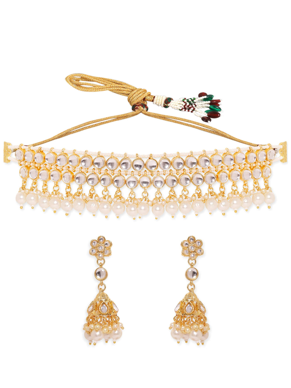 Rubans Divine Radiance 22K Gold Plated Kundan pearl beaded Choker jewelry Set Jewellery Sets