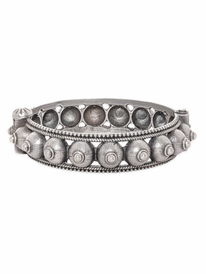 Rubans Divine Radiance Oxidized Silver Plated Kada Bracelet Bangles & Bracelets