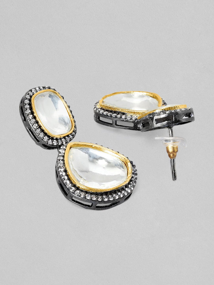 Rubans Dual Plated Polki Drop Earrings With Elegant Design Earrings