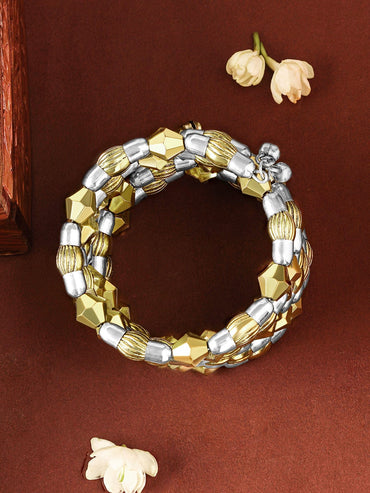 Rubans Dual Silver & 18K Gold-Plated Multi-Layered Statement Bracelet Wristwear