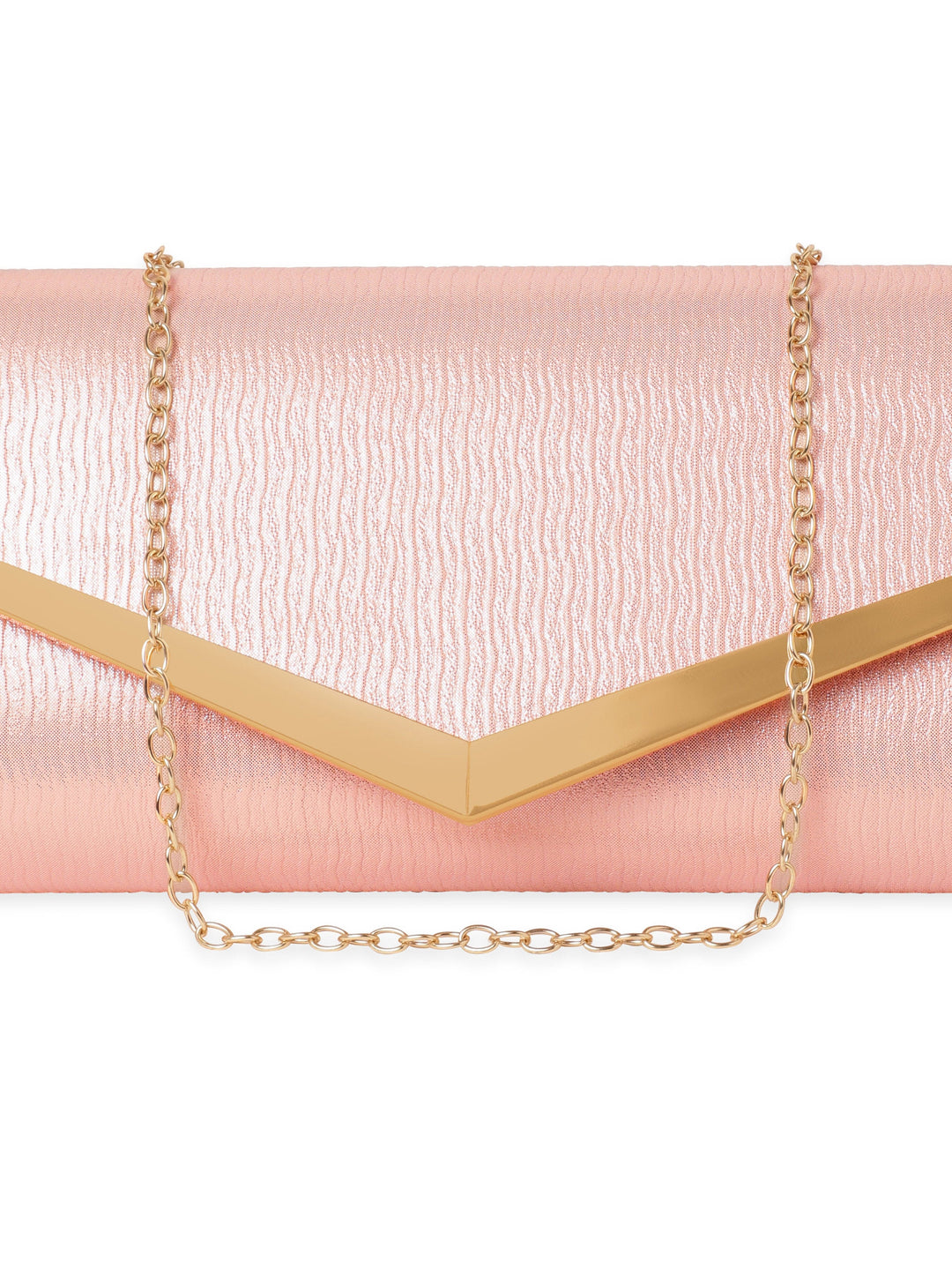 Rubans Elegance in Peach Handcrafted Peach Clutch Bag Handbag, Wallet Accessories & Clutches