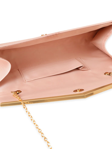 Rubans Elegance in Peach Handcrafted Peach Clutch Bag Handbag, Wallet Accessories & Clutches