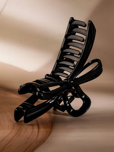 Rubans Elegant Black Glossy Bow Design Hair Claw Clip for Stylish & Secure Hold Hair Accessory
