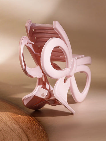 Rubans Elegant Glossy Baby Pink Bow Design Hair Claw Clip for a Chic & Secure Hold Hair Accessory