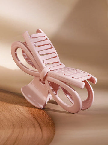 Rubans Elegant Glossy Baby Pink Bow Design Hair Claw Clip for a Chic & Secure Hold Hair Accessory