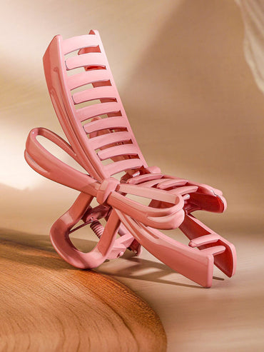 Rubans Elegant Glossy Pink Bow Design Hair Claw Clip for a Chic & Secure Hold Hair Accessory