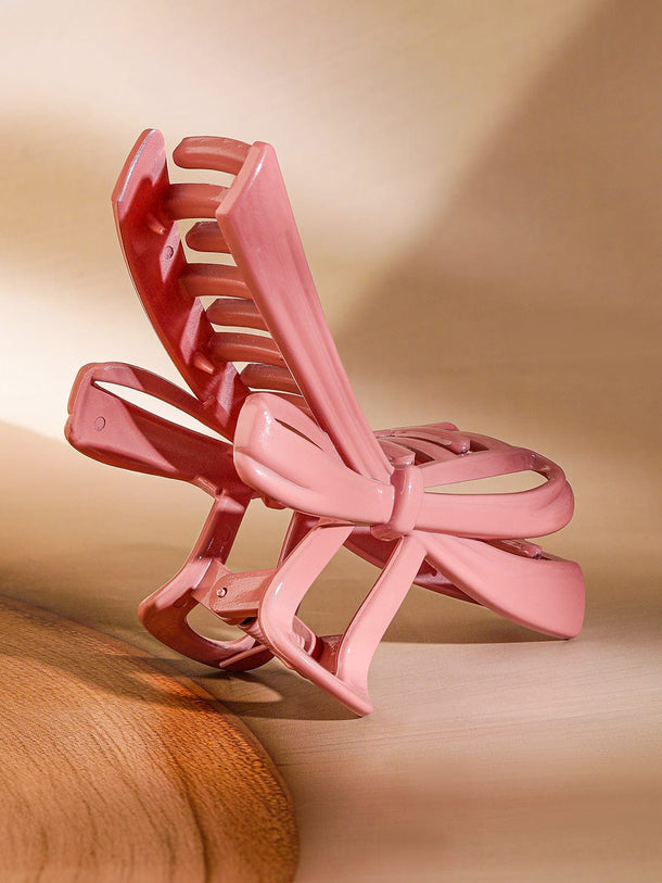 Rubans Elegant Glossy Pink Bow Design Hair Claw Clip for a Chic & Secure Hold Hair Accessory