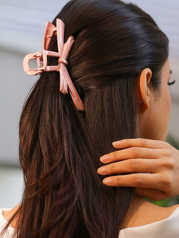 Rubans Elegant Glossy Pink Bow Design Hair Claw Clip for a Chic & Secure Hold Hair Accessory