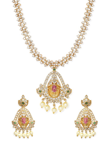 Rubans Elegant Golden AD Necklace Set Jewellery Sets