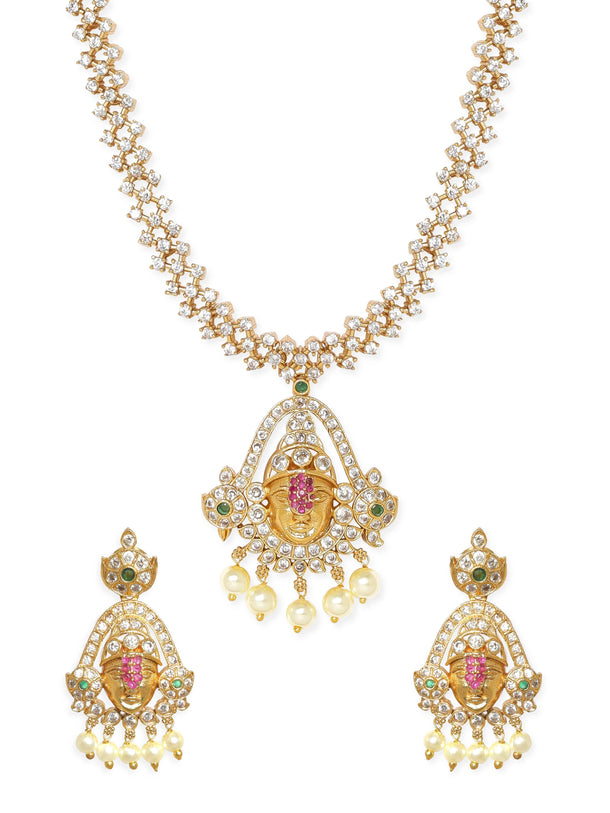 Rubans Elegant Golden AD Necklace Set Jewellery Sets