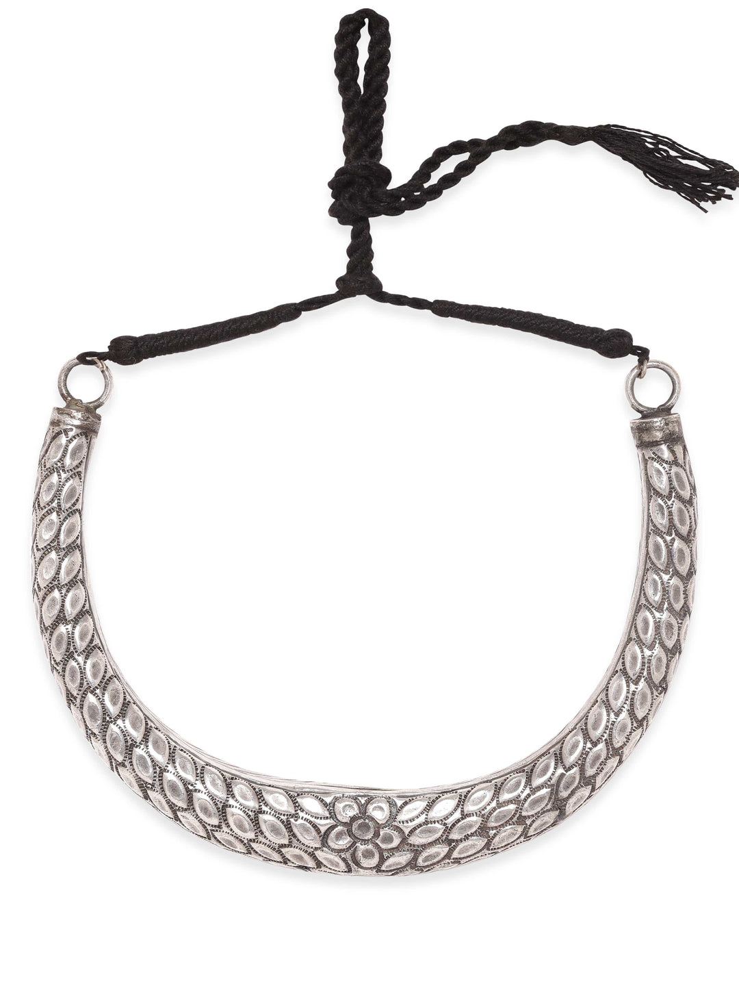 Rubans Elegant Oxidized Silver Plated Floral Choker Necklace Necklaces, Necklace Sets,