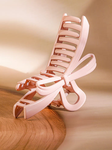 Rubans Elegant Pastel Pink Glossy Bow Design Hair Claw Clip for Stylish & Secure Hold Hair Accessory