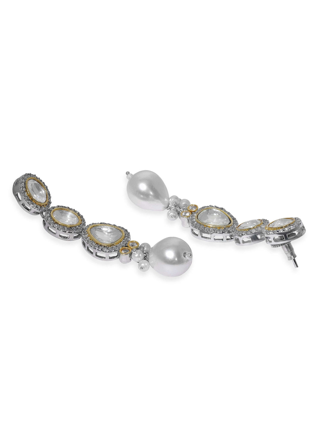 Rubans Elegant Pearl & Kudan Stone Wedding Necklace Set Jewellery Sets