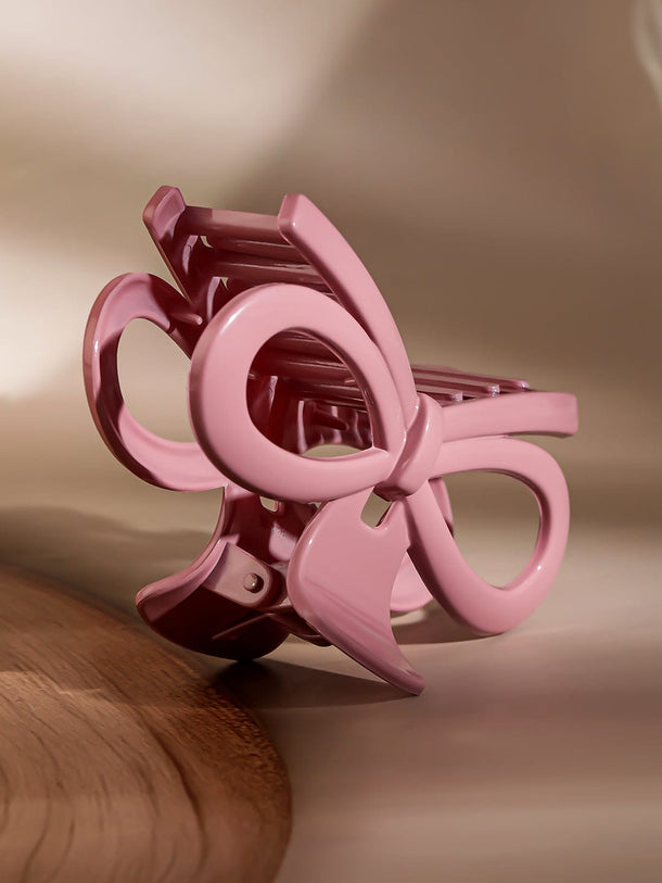 Rubans Elegant Pink Glossy Bow Design Hair Claw Clip for Stylish & Secure Hold Hair Accessory