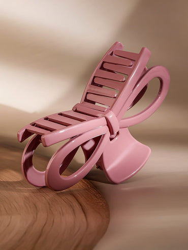 Rubans Elegant Pink Glossy Bow Design Hair Claw Clip for Stylish & Secure Hold Hair Accessory