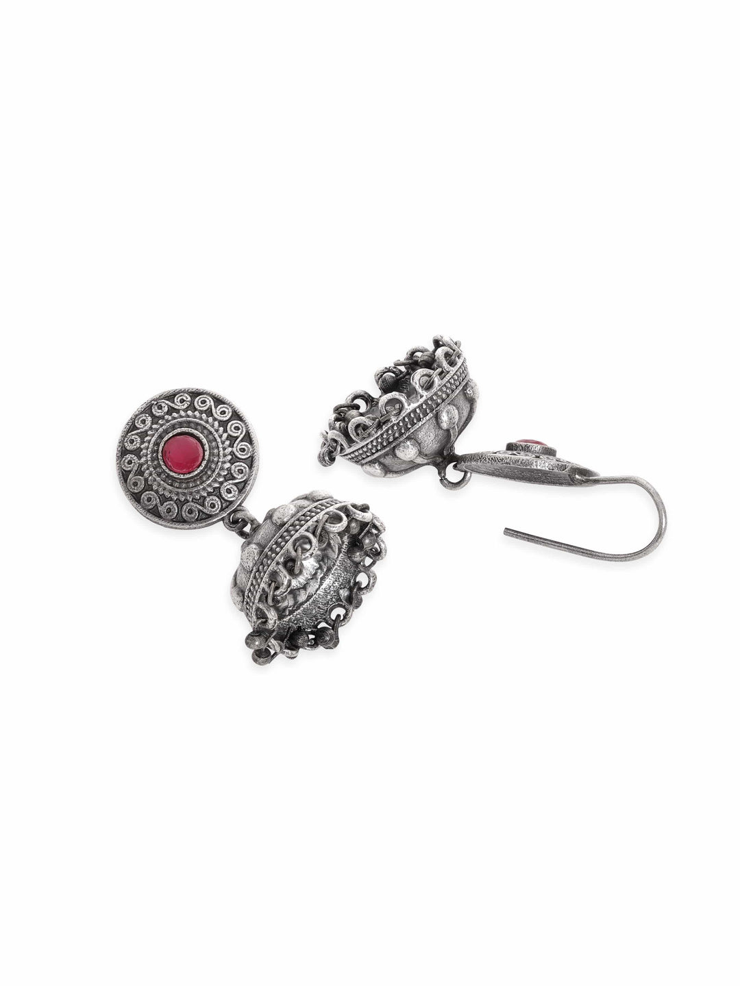 Rubans Elegant Reverie Oxidized Silver Plating Jhumka Earrings Earrings
