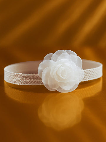 Rubans Elegant White Floral Lace Choker Necklace with Delicate Flower Detailing | Fashion Statement Choker Necklace & Chains