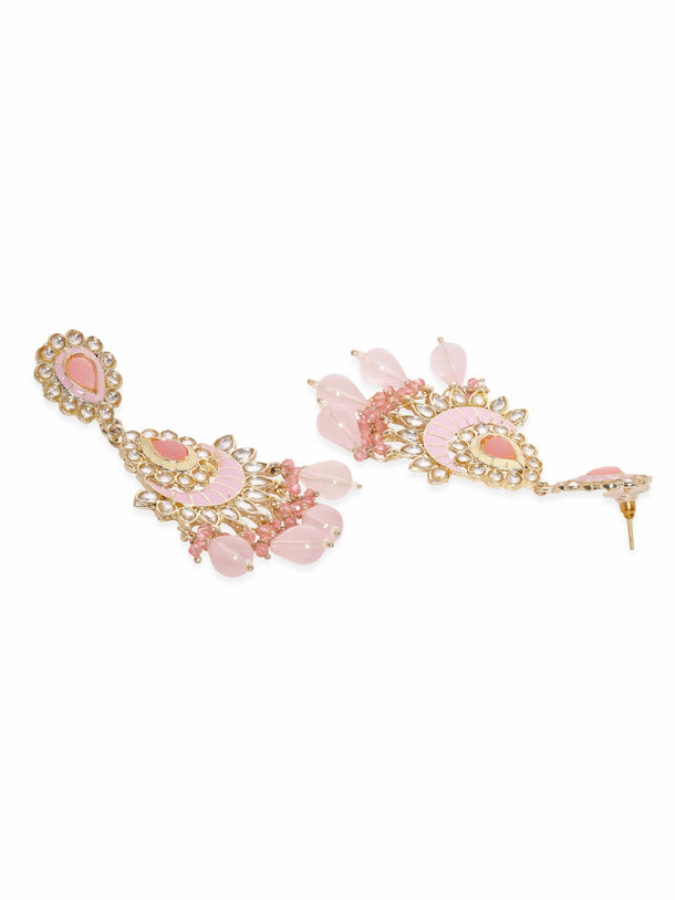 Rubans Enchanting Blush Pink Enamel Kundan Beaded Necklace Set Jewellery Sets