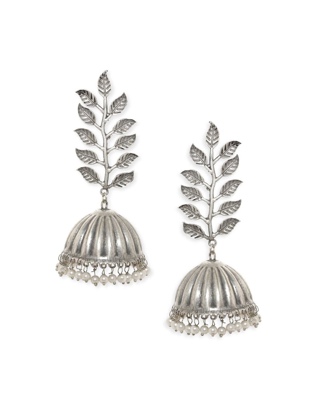Rubans Enchanting Oxidized Silver Jhumka Earrings Earrings