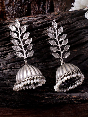 Rubans Enchanting Oxidized Silver Jhumka Earrings Earrings
