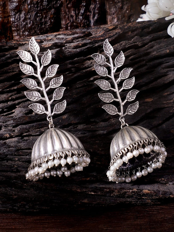 Rubans Enchanting Oxidized Silver Jhumka Earrings Earrings