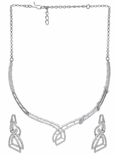 Rubans Eternal Sparkle Rhodium Plated Zirconia Jewelry Set Jewellery Sets