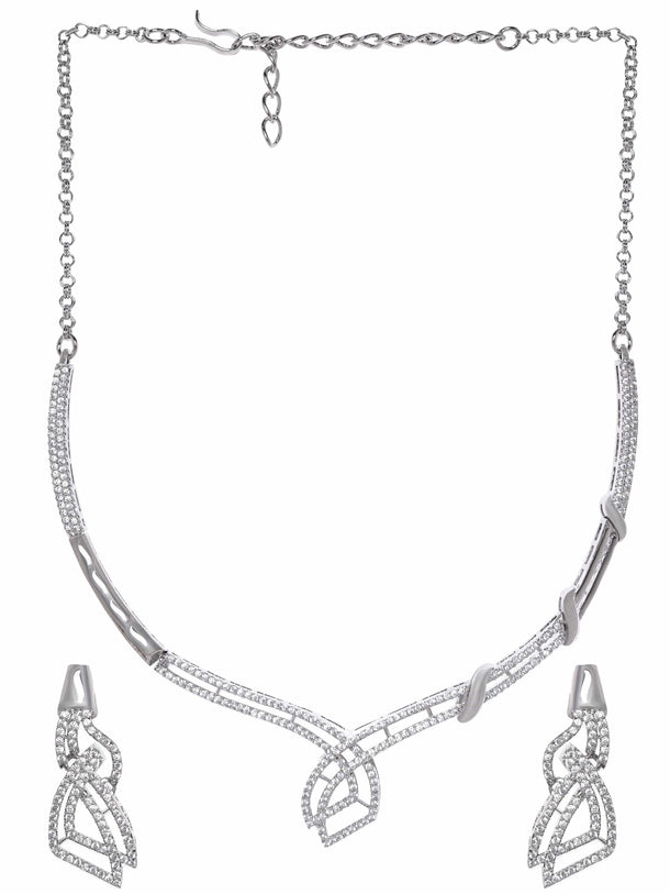Rubans Eternal Sparkle Rhodium Plated Zirconia Jewelry Set Jewellery Sets
