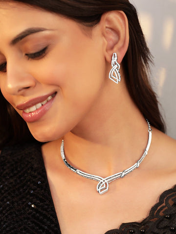 Rubans Eternal Sparkle Rhodium Plated Zirconia Jewelry Set Jewellery Sets