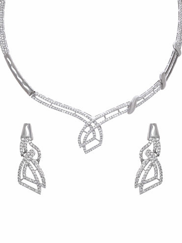 Rubans Eternal Sparkle Rhodium Plated Zirconia Jewelry Set Jewellery Sets