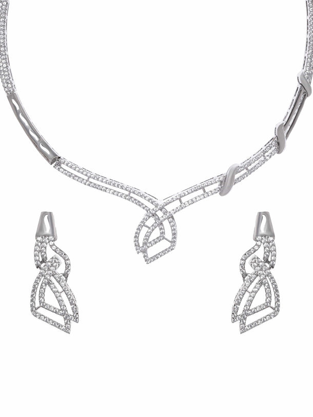 Rubans Eternal Sparkle Rhodium Plated Zirconia Jewelry Set Jewellery Sets