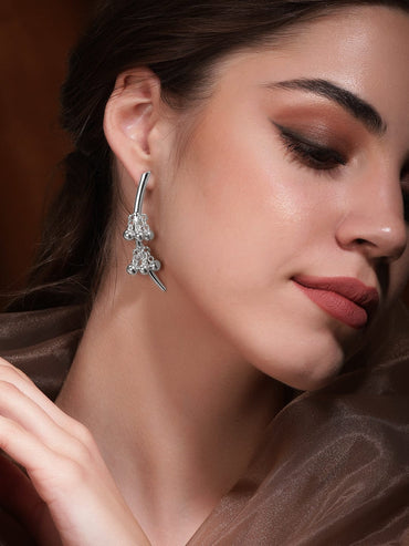 Rubans Ethereal Cascades Silver Tone Drop Earrings Earrings