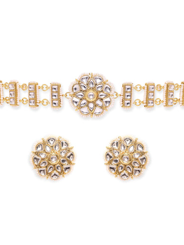 Rubans Ethereal Elegance 22K Gold Plated Kundan and Pearl beaded Choker jewelry Set Jewellery Sets