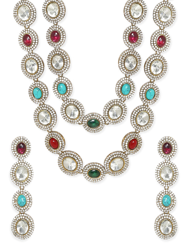 Rubans Ethereal Layers: Reverse AD & Kudan Stone Layered Necklace Set Jewellery Sets