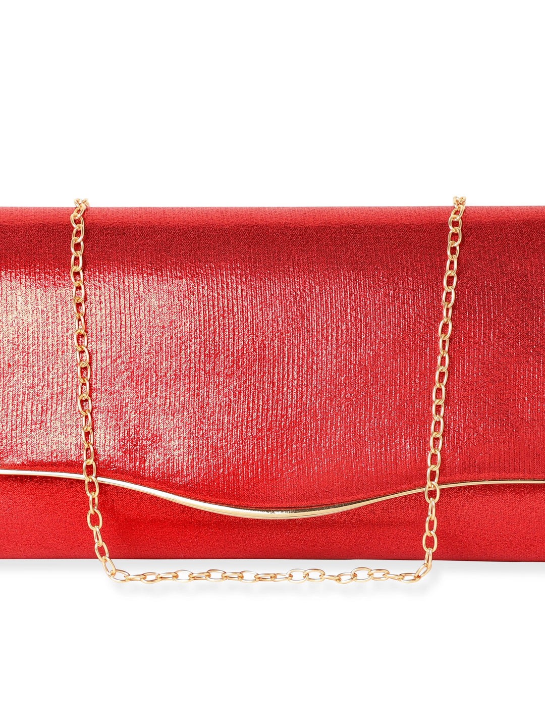 Rubans Fiery Opulence Red Textured Glossy Clutch Bag Handbag, Wallet Accessories & Clutches