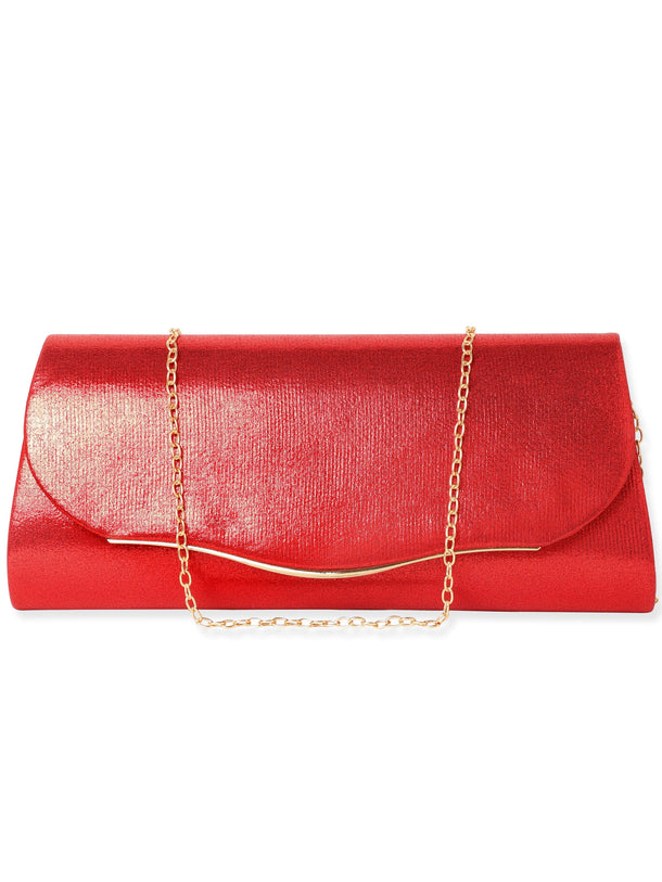 Rubans Fiery Opulence Red Textured Glossy Clutch Bag Handbag, Wallet Accessories & Clutches