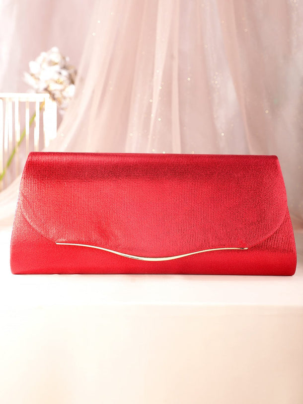Rubans Fiery Opulence Red Textured Glossy Clutch Bag Handbag, Wallet Accessories & Clutches