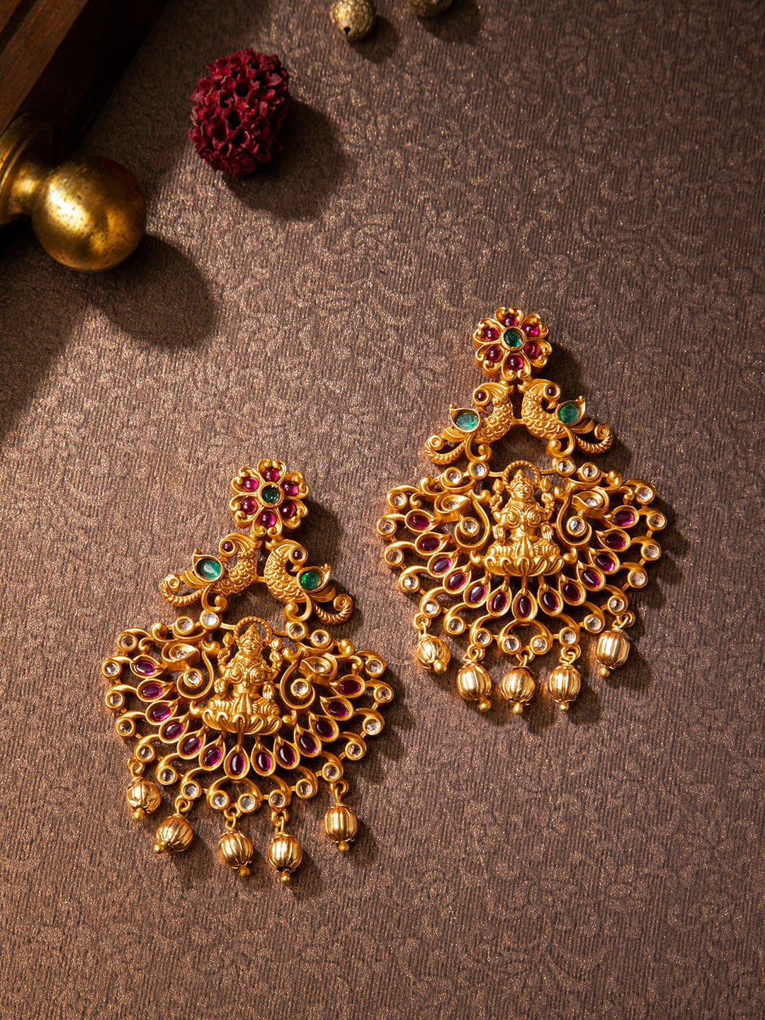 All Pearl Jadau Oversized Chandbali Earrings in Gold Plated Silver ER –  Deccan Jewelry