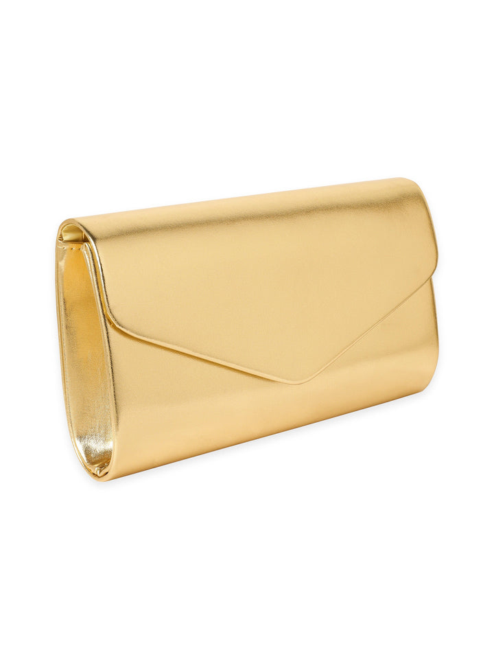 Rubans Gilded Allure Golden Glossy Finish Clutch Bag Handbag, Wallet Accessories & Clutches