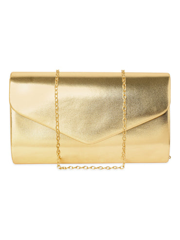Rubans Gilded Allure Golden Glossy Finish Clutch Bag Handbag, Wallet Accessories & Clutches