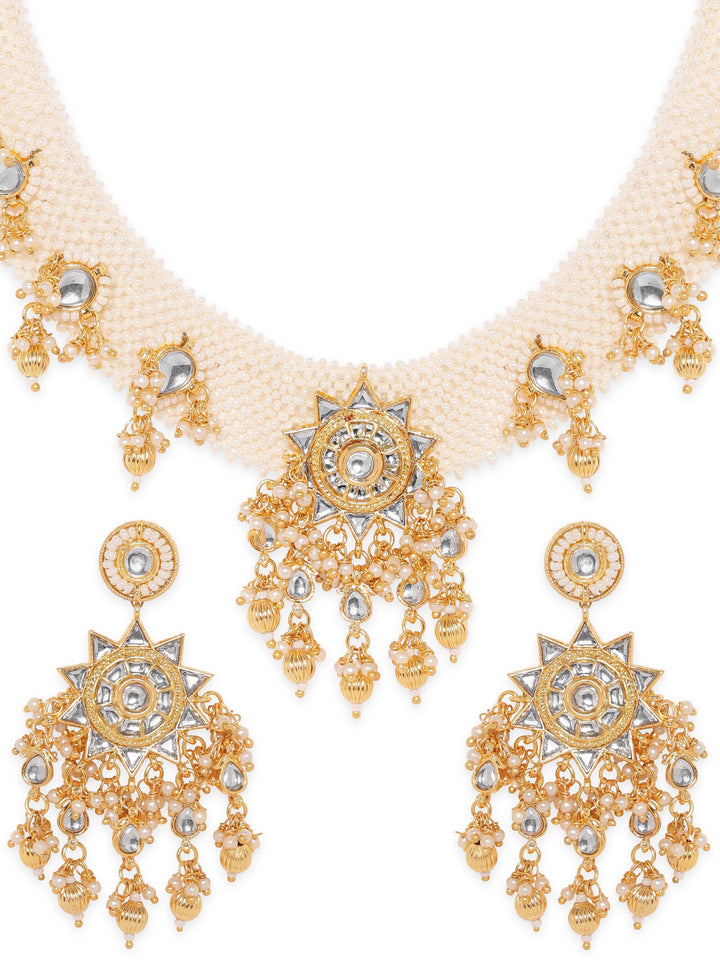 Rubans Gilded Glamour 22K Gold Plated Kundan pearl beaded Choker jewelry Set Choker, Choker set & Kundan Choker set
