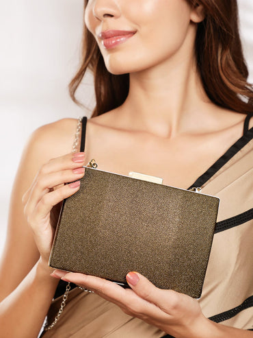 Rubans Gilded Glamour Handcrafted Shimmery Clutch Bag Handbag, Wallet Accessories & Clutches